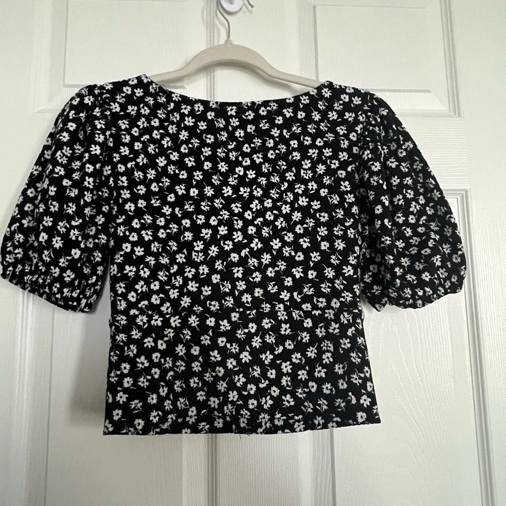Free People Black and White Floral Crop Top
